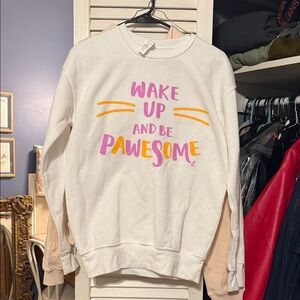 White 'Wake Up and Be Pawesome' Women's Sweater